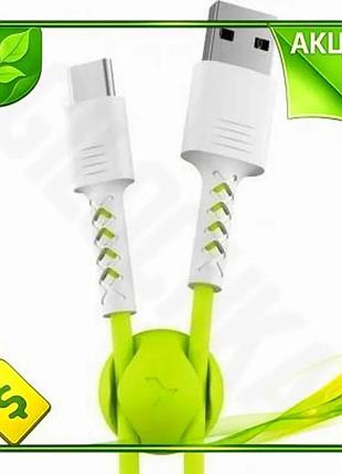 Ve кабель usb am - new version type-c 1 м lime pixus soft 2.1a для синхронізації та живлення зелений т n6w_ver