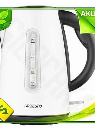 Ve електрочайник ardesto 1,7л 2150вт new version білого кольору з нержавіючої сталі для дому та офісу n6w_ver