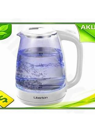 Ve электрочайник liberton 1500w 1.8л new version стекло с led подсветкой для чая кофе с автоматическим n6w_ver