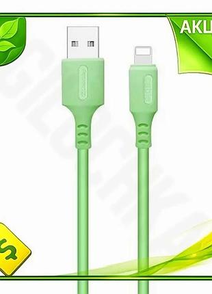 Ve кабель usb am lightning new version 1 м colorway зелений для синхронізації та живлення 2.4a зарядни n6w_ver