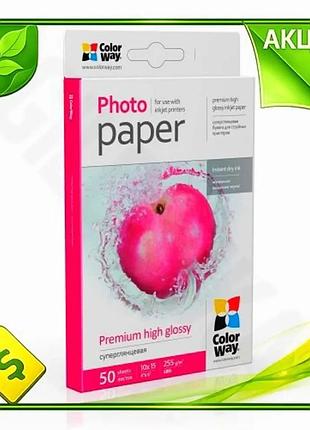 Ve фотопапір colorway a6 10x15 new version суперглянцевий 255 г/м2 для друку фотографій фото папір 50 n6w_ver