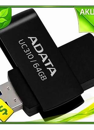 Ve флеш накопитель usb 64гб new version adata черный поворотный usb 3.2 gen 1 для хранения данных нако n6w_ver