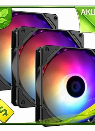 Ve вентилятор 120 мм id-cooling new version чорний комплект з трьох argb підсвітка для корпусу охолодж n6w_ver
