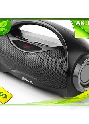 Ve портативная колонка bluetooth real-el new version 2.0 2x6 вт с fm-радио и аккумулятором 1800 мач дл n6w_ver
