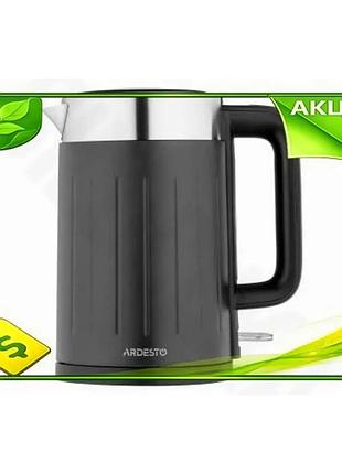 Ve електрочайник ardesto 2200 вт new version 1,7 л чорний з автоматичним відключенням для дому та офіс n6w_ver