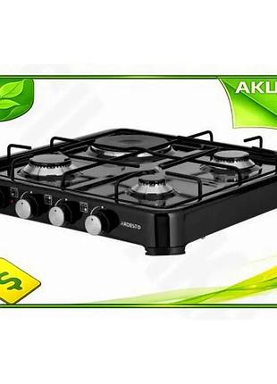 Ve настольная плита ardesto комбинированная new version 4 конфорки черная для приготовления пищи газов n6w_ver