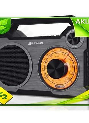 Ve радіоприймач real-el 1.0 black new version 8 вт портативний fm am bluetooth usb microsd акумуляторн n6w_ver