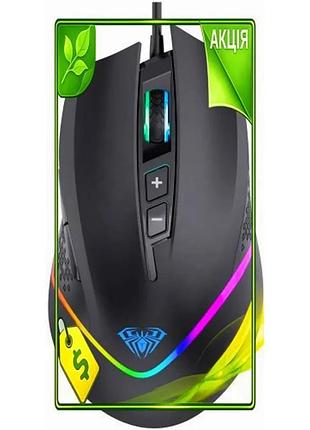 Ve мышь aula проводная usb new version 6400 dpi 7 кнопок rgb для игр и работы эргономичная черная n6w_ver