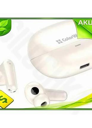 Ve бездротові навушники colorway bluetooth new version 5.3 бежеві вкладиші з мікрофоном для смартфона n6w_ver