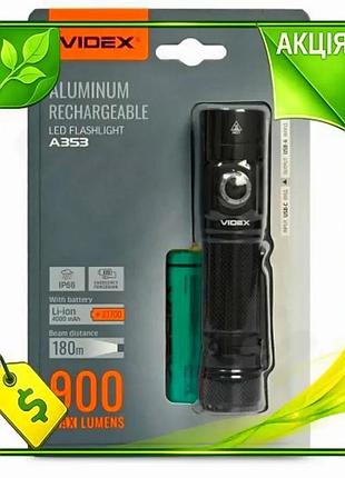 Ve ліхтар ручний videx 900 new version лм чорний для кемпінгу та ремонту з акумулятором 21700 ip66 n6w_ver