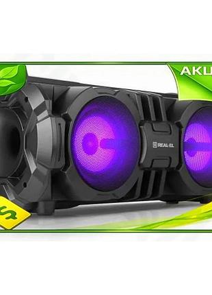 Ve портативная колонка bluetooth real-el new version 2.0 2 x 14 вт черная аккумуляторная для музыки и n6w_ver