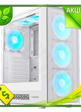 Ve корпус gamemax storm 2 new version aw white midi tower для пк з загартованим склом охолодження вент n6w_ver
