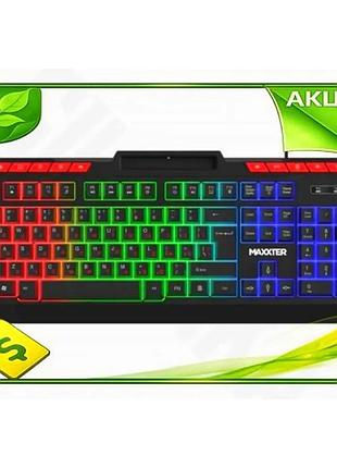 Ve клавіатура maxxter usb чорна new version ігрова з led підсвічуванням для пк повнорозмірна з кріплен n6w_ver