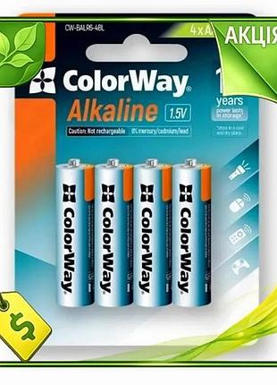Ve батарейка aa colorway щелочная new version 1,5v 4 шт для электроники источник питания n6w_ver