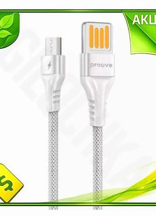 Ve кабель usb 2.0 am new version - microusb 1 м proove білий для синхронізації живлення зарядний кабел n6w_ver