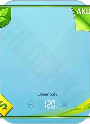 Ve кухонні ваги liberton електронні new version до 10 кг з дисплеєм тарокомпенсацією сині для приготув n6w_ver