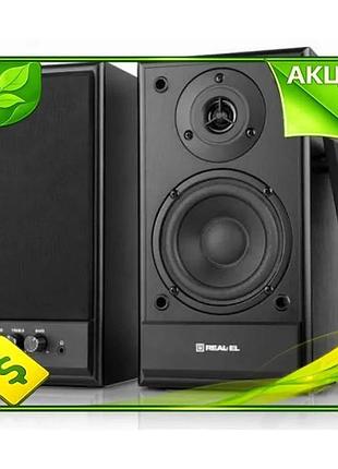Ve колонки 2.0 real-el s-305 new version black 2 x 20 вт акустична система для комп'ютера стаціонарні n6w_ver