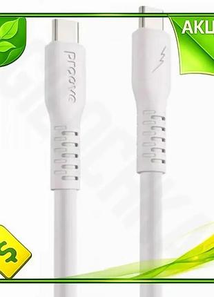 Ve кабель type-c proove eternal new version 1 м 60 вт 3a білий для зарядки і синхронізації usb-c кабел n6w_ver