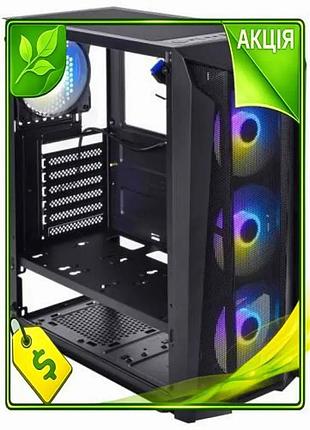 Ve корпус qube borey black new version midi tower atx mini itx чорний для пк з rgb підсвічуванням вент n6w_ver