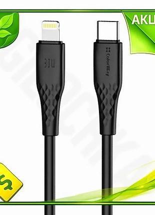 Ve кабель type-c lightning 1 new version м colorway 30 вт для зарядки та синхронізації чорний 3a n6w_ver