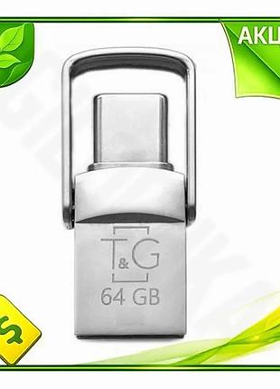 Ve флеш накопитель usb 64gb new version tg metal серебряный type-c usb 2.0 для фото документов фильмов n6w_ver