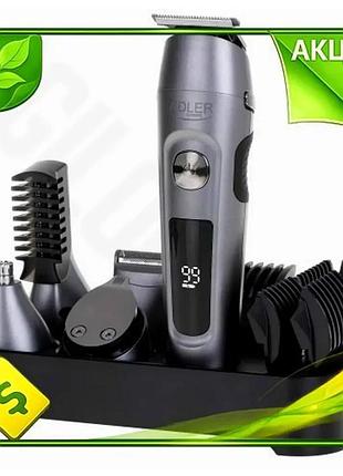 Ve набор для стрижки adler new version 6 в 1 с жк-дисплеем для мужчин аккумуляторный триммер для бород n6w_ver