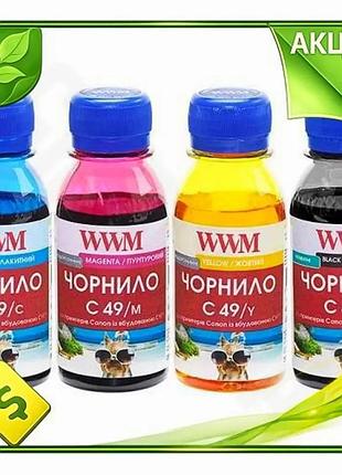 Ve комплект чорнил wwm для new version canon 4x100 мл водорозчинні чорнила для принтера струменевий др n6w_ver