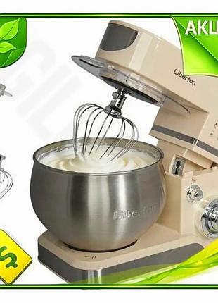 Ve планетарный миксер liberton 1800w new version beige стационарный с чашей 5л для выпечки и приготовл n6w_ver