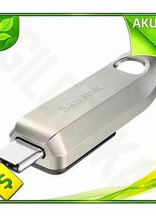 Ve флеш накопитель usb 256гб new version sandisk ultra luxe серебристый type-c 3.2 для хранения данных n6w_ver