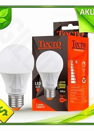 Ve світлодіодна лампа tecro led new version e27 7w 3000k 650лм для освітлення кімнати нейтральне світл n6w_ver