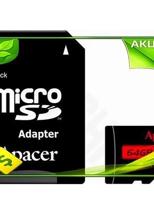 Ve карта пам'яті microsdxc 64гб new version apacer class 10 uhs-i u1 для смартфонів планшетів відео 4k n6w_ver