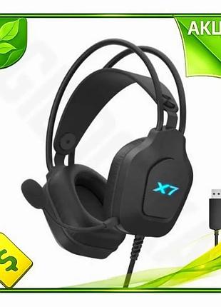 Ve наушники a4tech usb с new version микрофоном черные накладные геймерские с led подсветкой 50 мм 100 n6w_ver