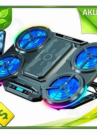 Ve підставка для ноутбука gamepro new version до 18" з rgb підсвічуванням охолодженням вентилятори lcd n6w_ver