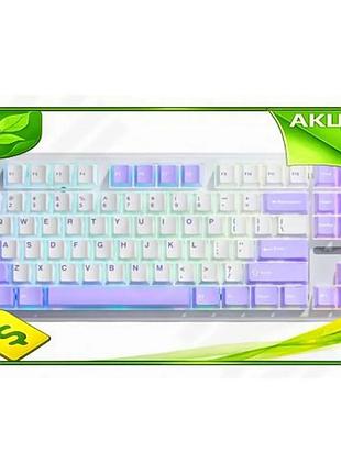 Ve клавіатура aula f87 white/lilac new version механічна з підсвічуванням для комп'ютера ігрова usb 87 n6w_ver