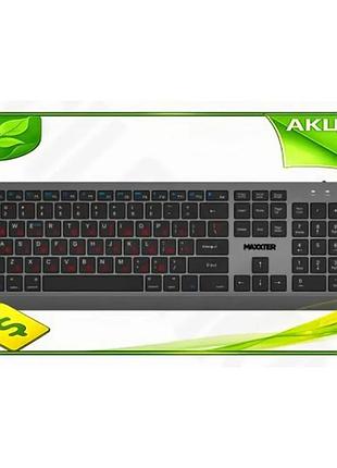Ve бездротова клавіатура maxxter чорна new version сірий usb 2.4ghz повнорозмірна для комп'ютера ноутб n6w_ver
