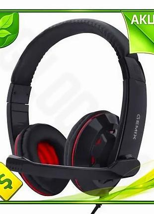 Ve наушники gemix накладные с new version микрофоном black red 3,5мм регулятор громкости для гейминга n6w_ver