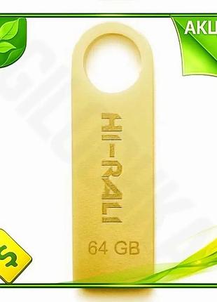 Ve флеш накопитель usb 64гб new version hi-rali золотой ударопрочный моноблок для фото и документов n6w_ver