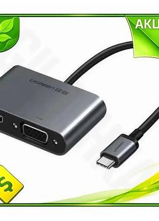 Ve usb ugreen type-c 3.1 new version черный 1xtype-c 100вт 1xusb 3.0 hdmi 4k vga для ноутбука и компью n6w_ver