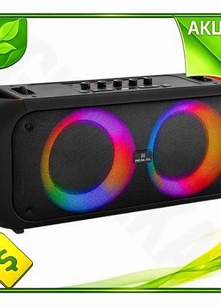 Ve портативная колонка real-el 70вт new version bluetooth 5.3 с rgb подсветкой для вечеринок и караоке n6w_ver