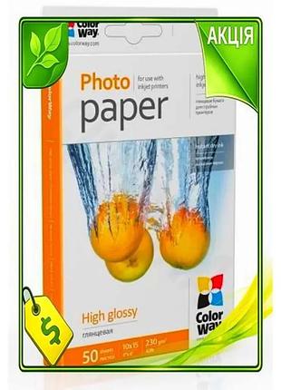 Ve фотопапір colorway глянсовий a6 new version 230 г/м2 50 арк для друку фотографій та зображень фотоп n6w_ver