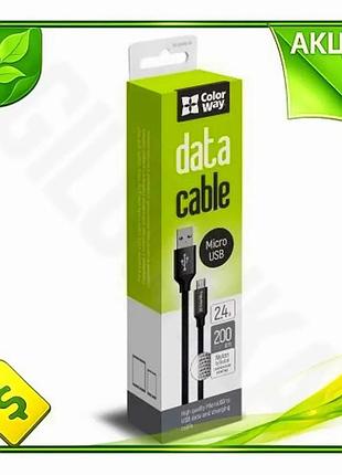 Ve кабель usb 2.0 am new version - microusb 2 м colorway чорний зарядний кабель для смартфона та планш n6w_ver