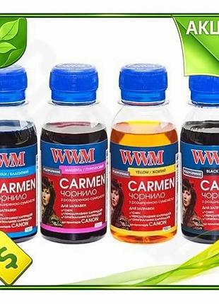 Ve комплект чорнил wwm canon new version carmen black cyan magenta yellow 4x100 мл для принтерів струм n6w_ver