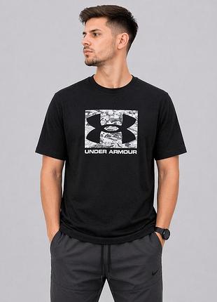 Футболка under armour чоловіча чорна 100% бавовна  спортивна літня,великий принт