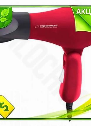 Ve фен esperanza дорожный 750 new version вт красный для волос с концентраторами и 2 температурными ре n6w_ver