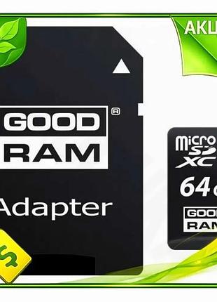 Ve карта пам'яті microsdxc 64гб new version goodram class10 uhs-i u1 для фотоапарата відеокамери sd ад n6w_ver