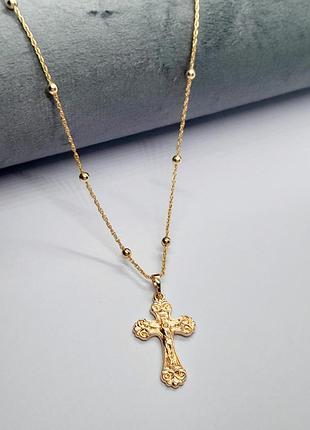 Хрестик на ланцюжку 55 см медзолото xuping jewelry 18k.