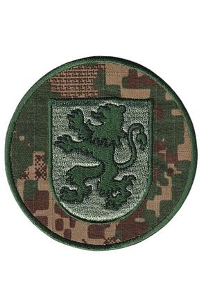 Шеврон военный / армейский, 2 отдельная галицкая бригада (уч 3002) нгу львов, на липучке, на фоне хищник, всу 8,5 см