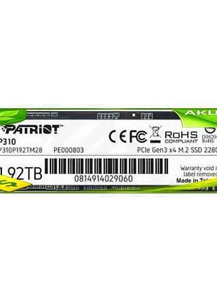 Ve твердотельный накопитель ssd patriot new version 1.92tb pci-e 3.0 x4 m.2 2280 быстрый накопитель дл n6w_ver