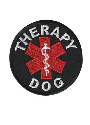 Шеврон therapy dog , на чорному, зсу, діаметр 8см