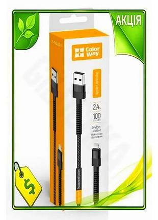 Ve кабель usb am - new version lightning 1 м colorway чорний для синхронізації та живлення 2.4a провід n6w_ver